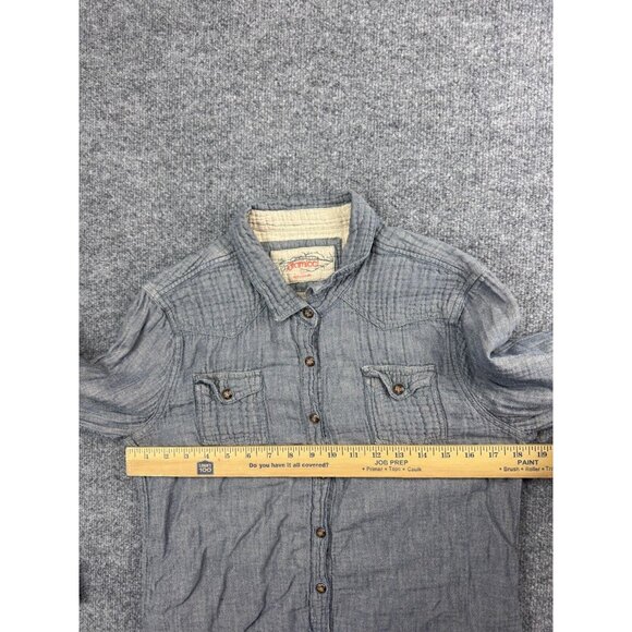 Gramicci Button Up Shirt Women's Large Blue Long Sleeve Collared Pockets - Picture 3 of 6